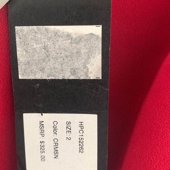 Crimson Red Halston Heritage Evening Collection V-neck dress with bat sleeves. - Picture 5 of 13